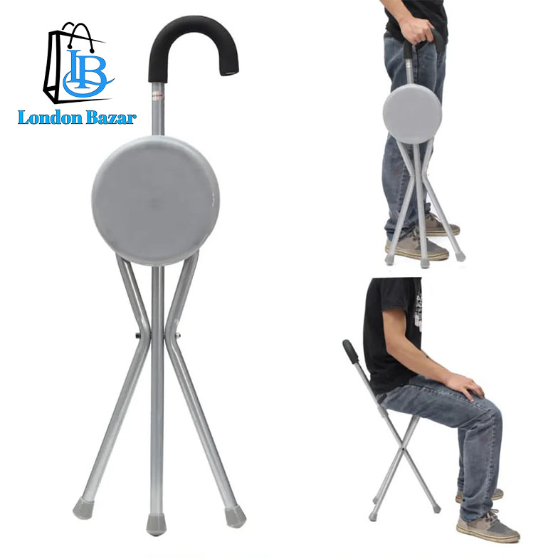 Old Man Crutch Chair Three Legs Fold Multifunction Seat