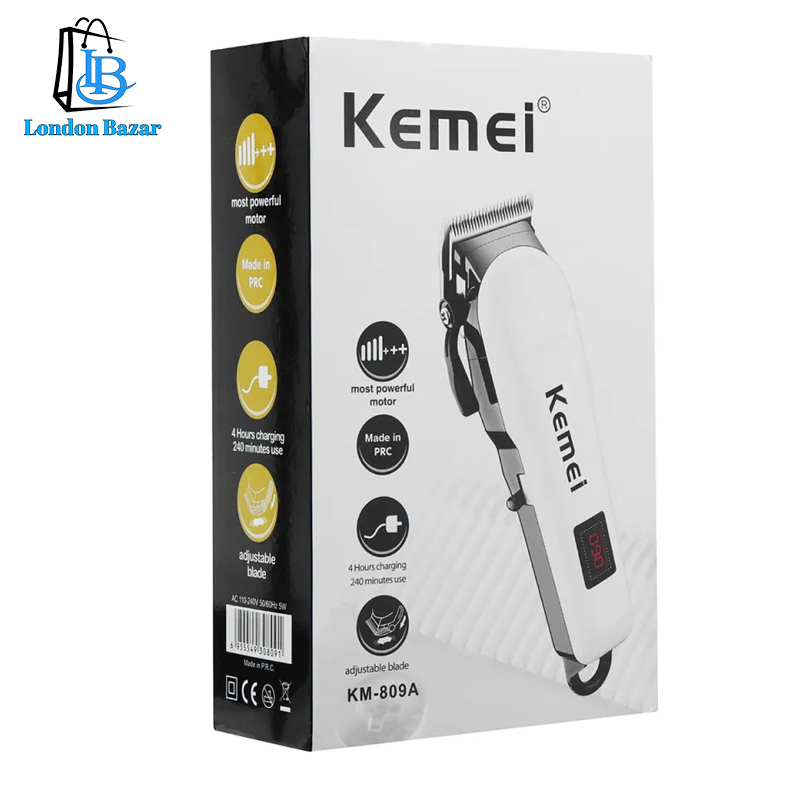 Kemei KM-809A Digital AC-DC Electric Rechargeable Professional Hair Clipper Trimmer